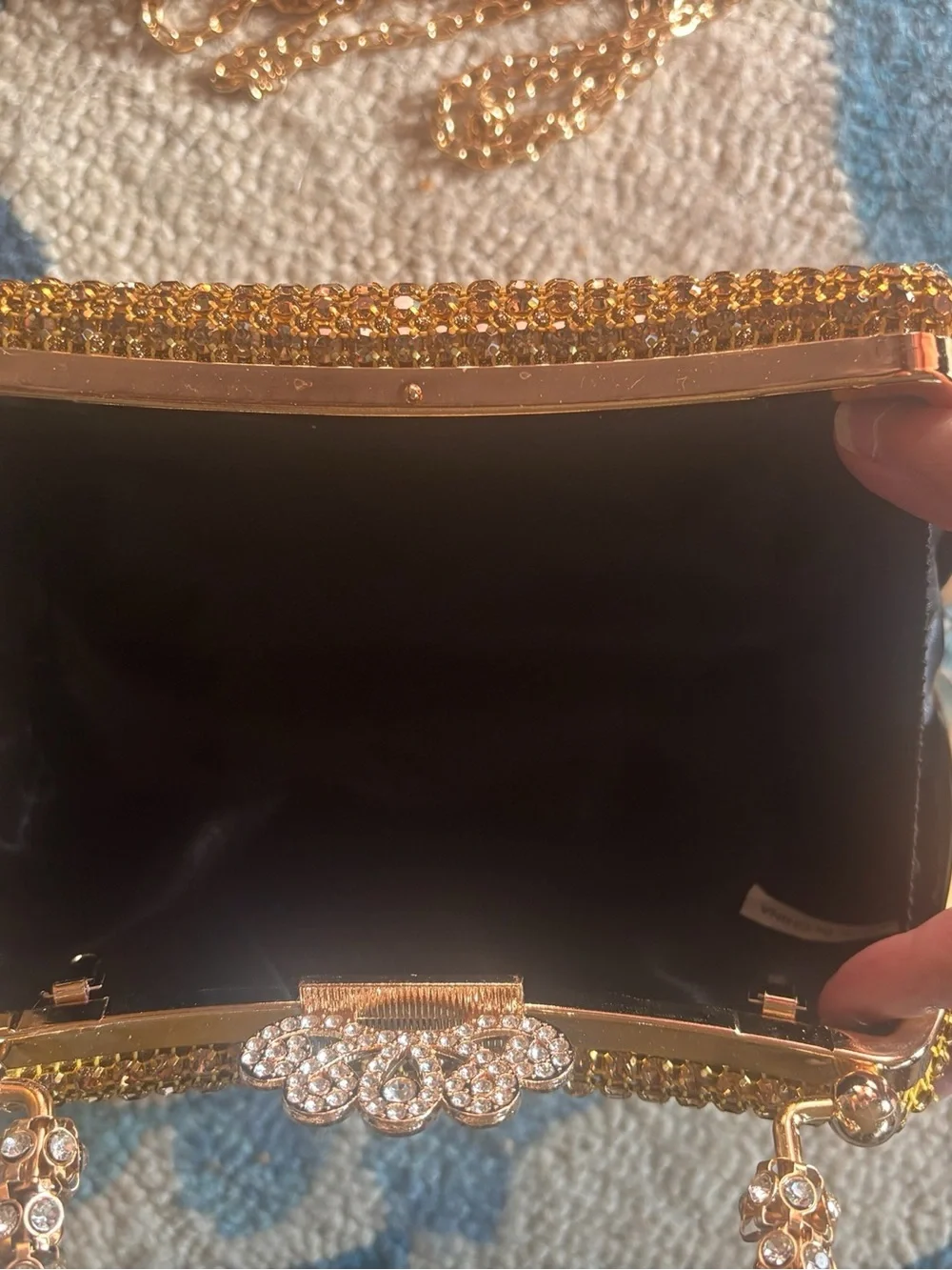 Dreubea Crystal rhinestone -Embellished Gold Evening Clutch and crossbody NWOT